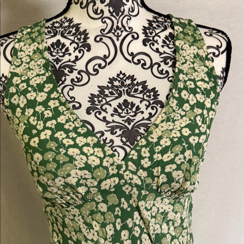 Reformation Calix Green &white Floral Mento pattern Mini Dress Ditsy Print - Picture 3 of 13